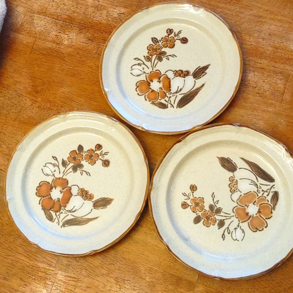 Vintage Barogue Hearthside Stoneware Autumn Fair Dessert Plates